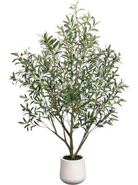 Artificial Olive Tree 5FT Tall Faux Olive Trees Indoor with White Planter Large